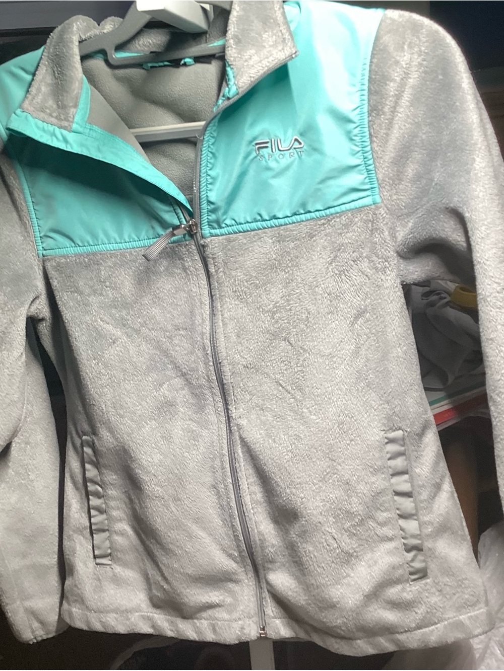 Fila Gray and Teal Teddy Jacket